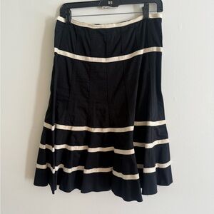 Vintage Black A-Line Skirt with White Stripes
